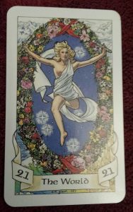 photo of The World card from the Robin Wood tarot deck