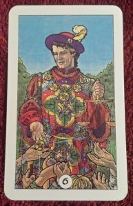 Photo of the Six of Pentacles from the Robin Wood tarot
