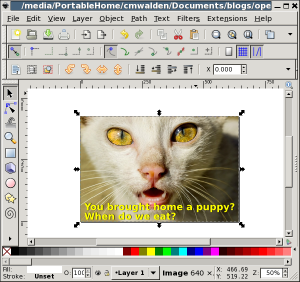 Screenshot: editing the picture in Inkscape