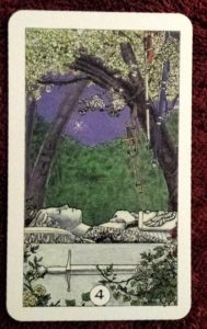 photo of the Four of Swords from Robin Wood's tarot